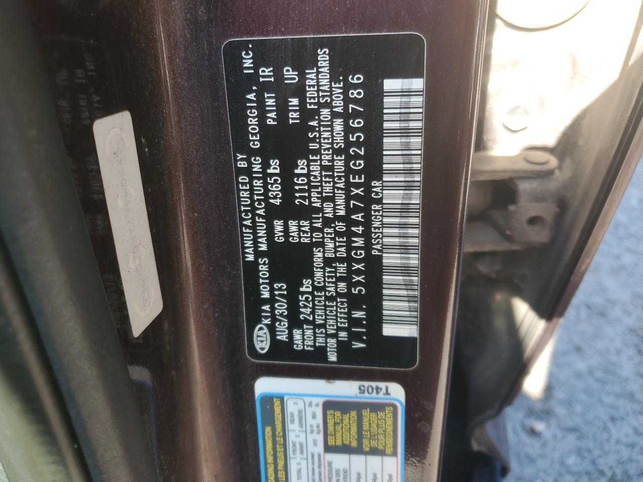 2014 Kia Optima Lx VIN: 5XXGM4A7XEG256786 Lot: 82687194