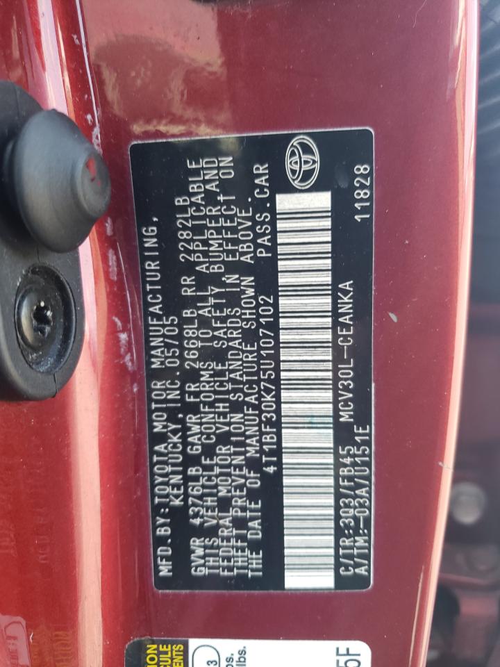 2005 Toyota Camry Le VIN: 4T1BF30K75U107102 Lot: 65982914