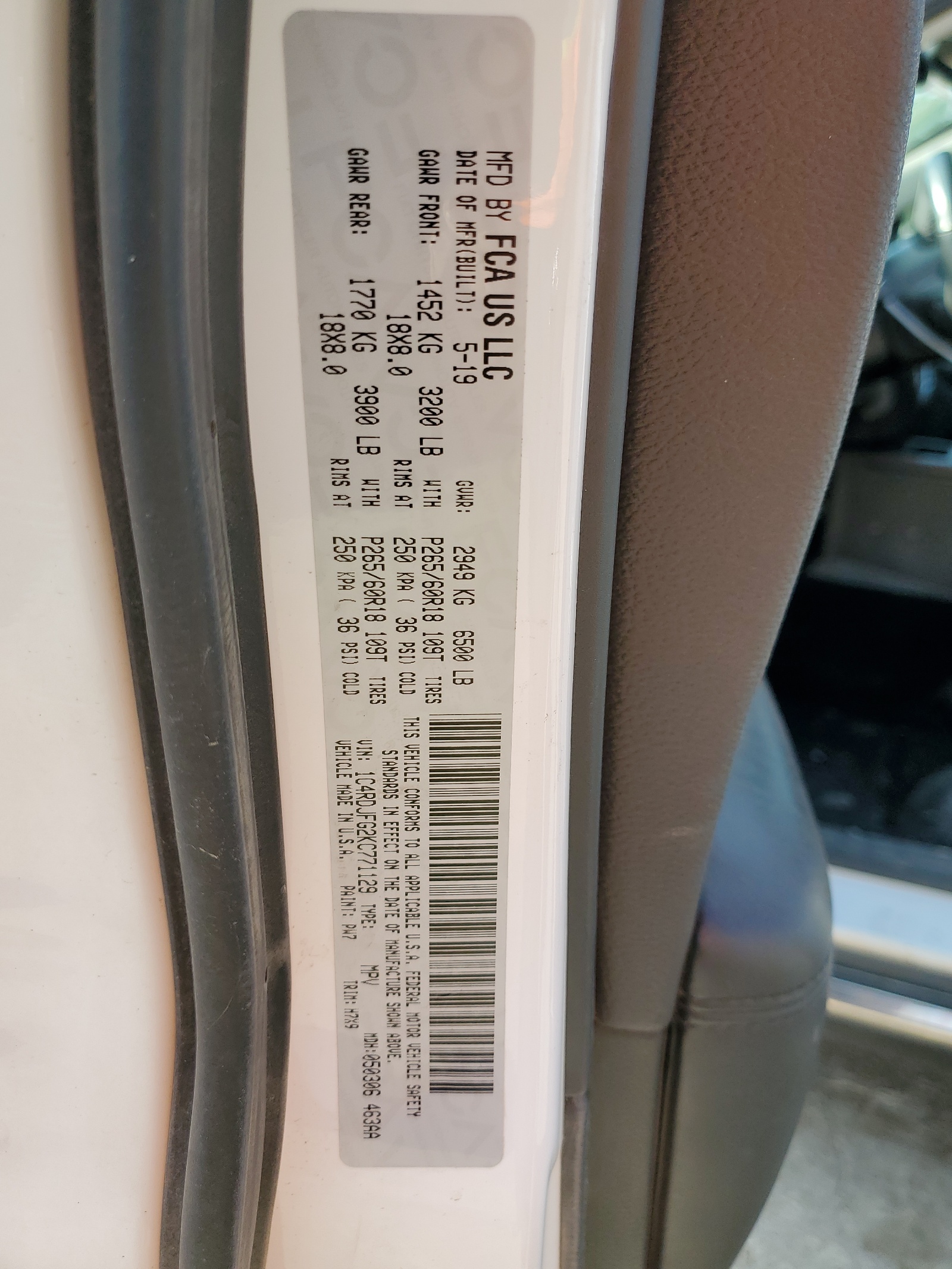 1C4RDJFG2KC771129 2019 Dodge Durango Ssv