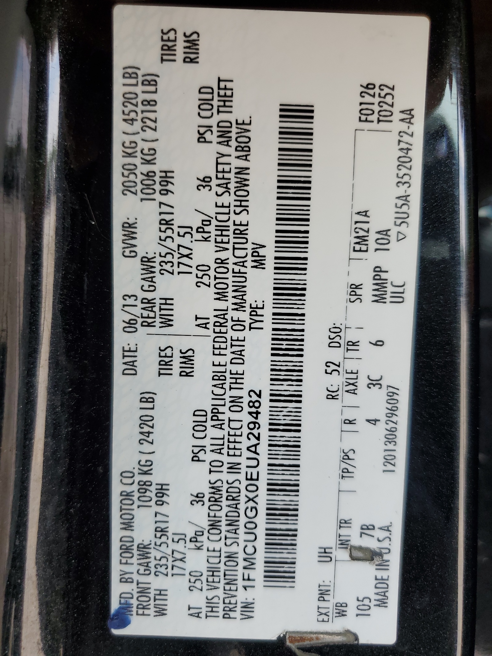 1FMCU0GX0EUA29482 2014 Ford Escape Se