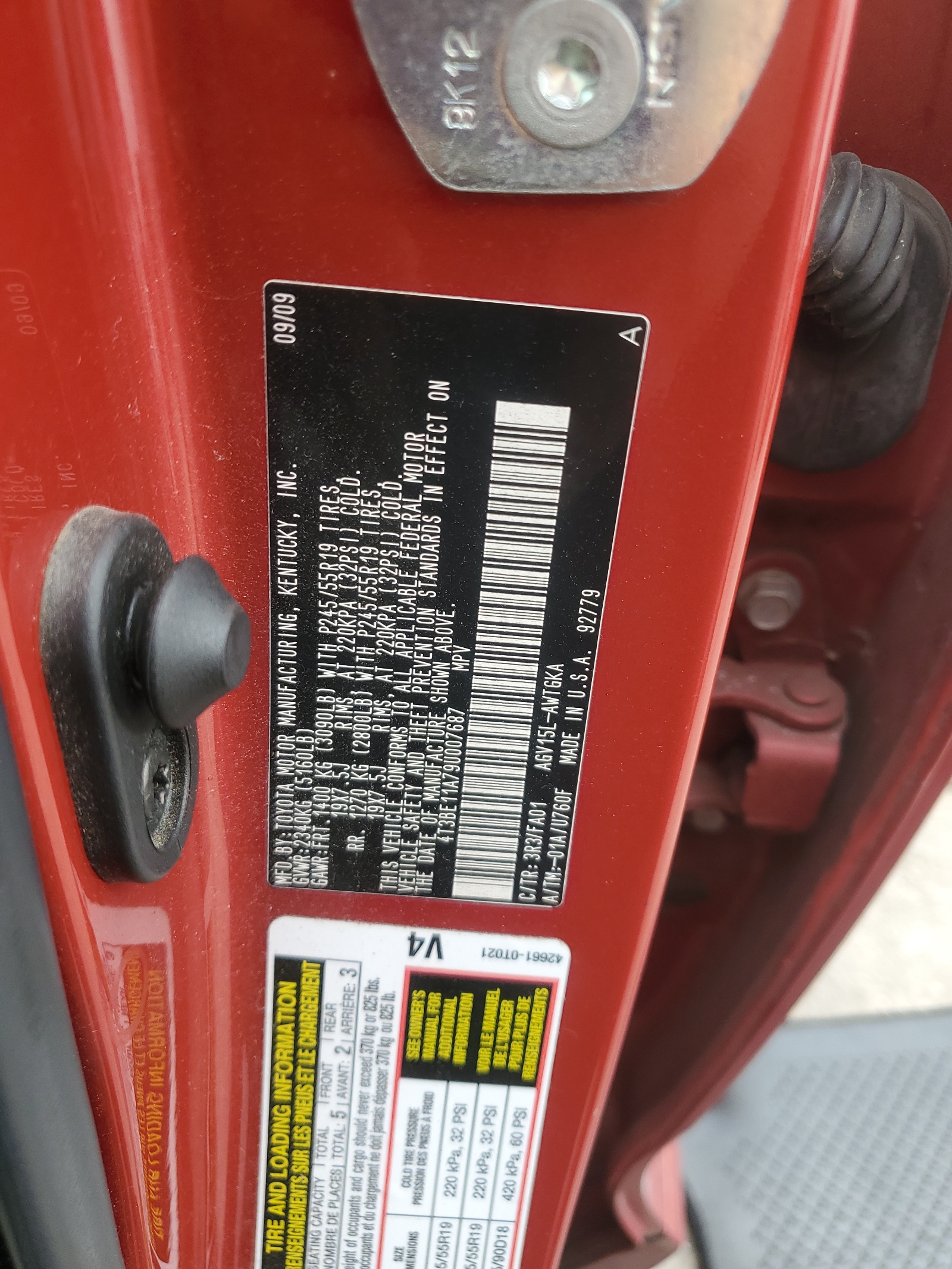 4T3BE11A79U007687 2009 Toyota Venza