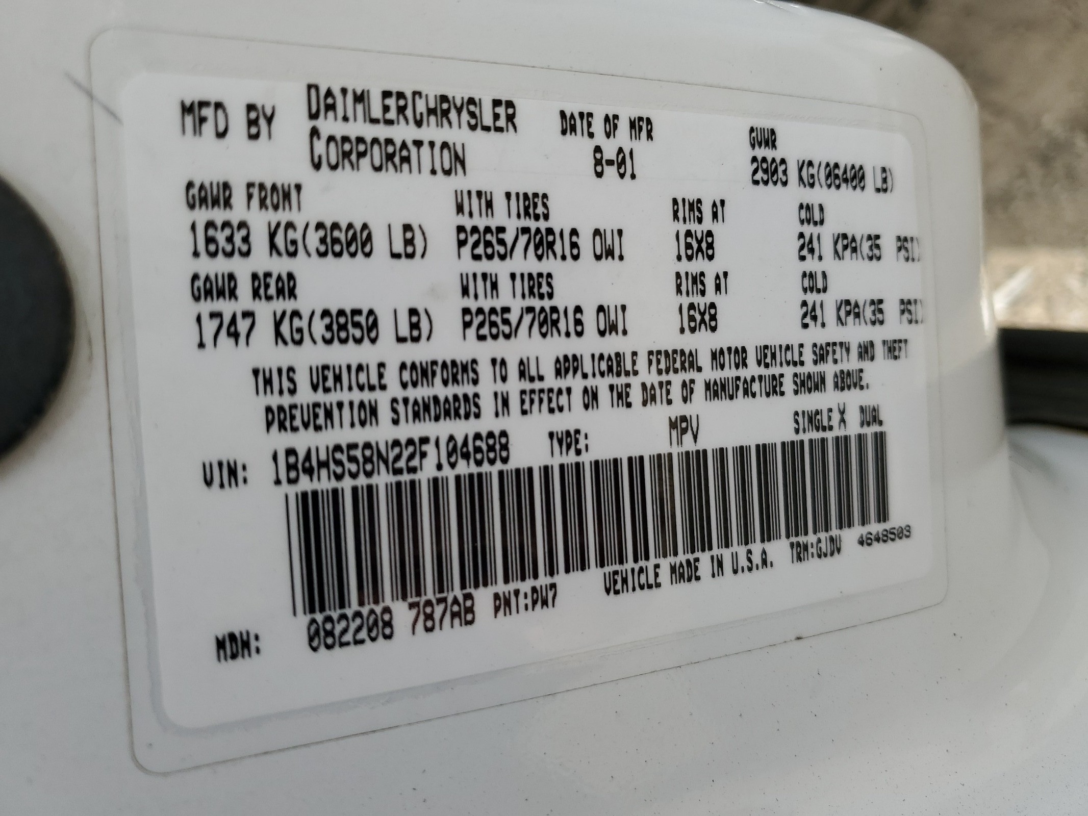 1B4HS58N22F104688 2002 Dodge Durango Slt Plus