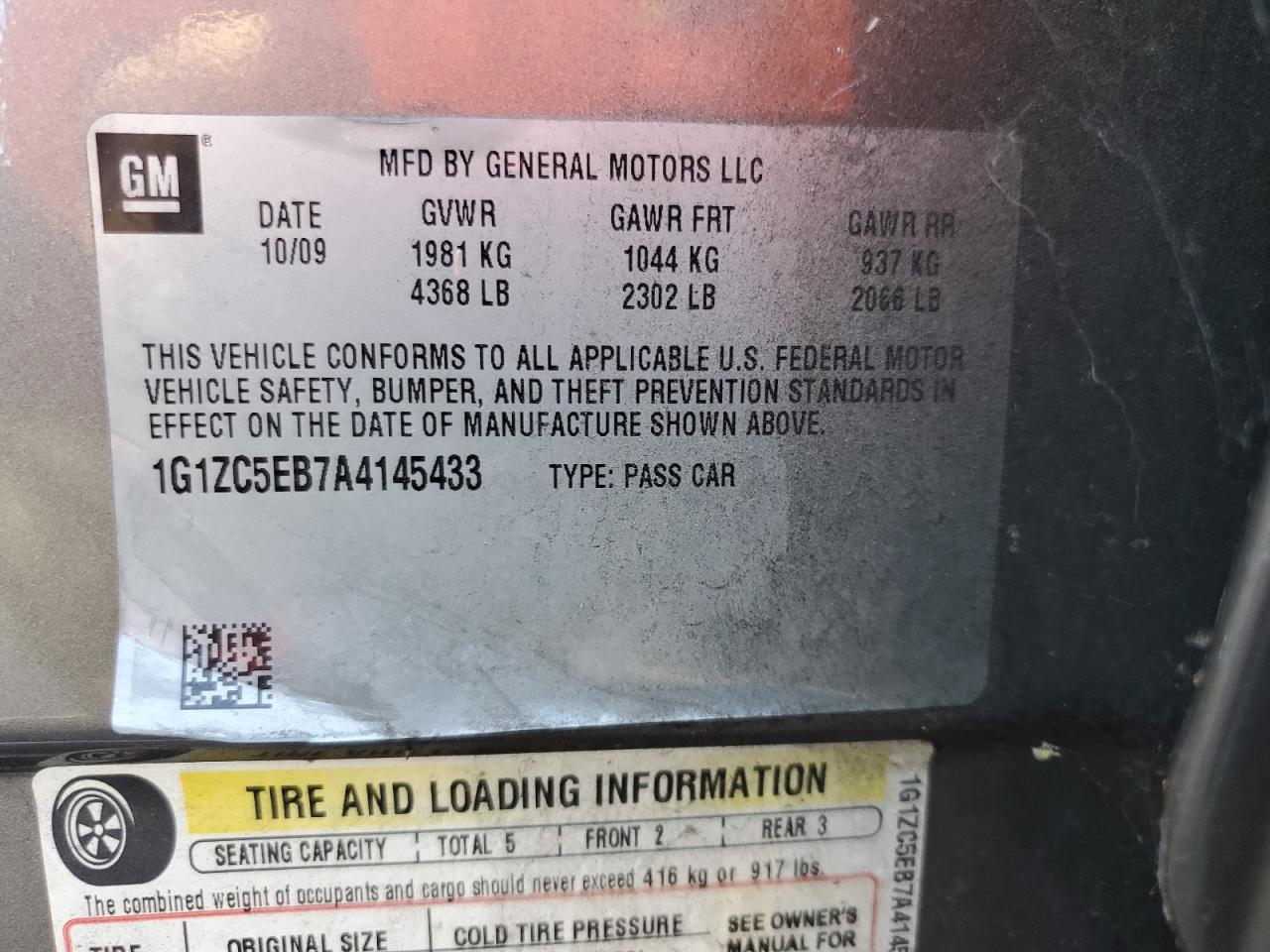 2010 Chevrolet Malibu 1Lt VIN: 1G1ZC5EB7A4145433 Lot: 65060614