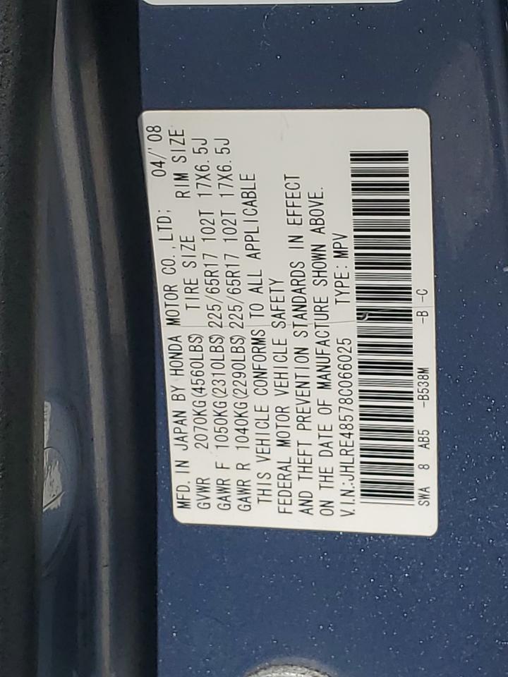 2008 Honda Cr-V Ex VIN: JHLRE48578C066025 Lot: 65899714