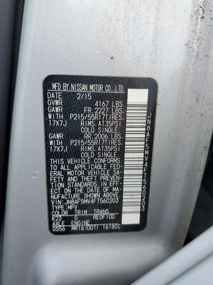 2015 Nissan Juke S VIN: JN8AF5MV4FT560203 Lot: 65378294