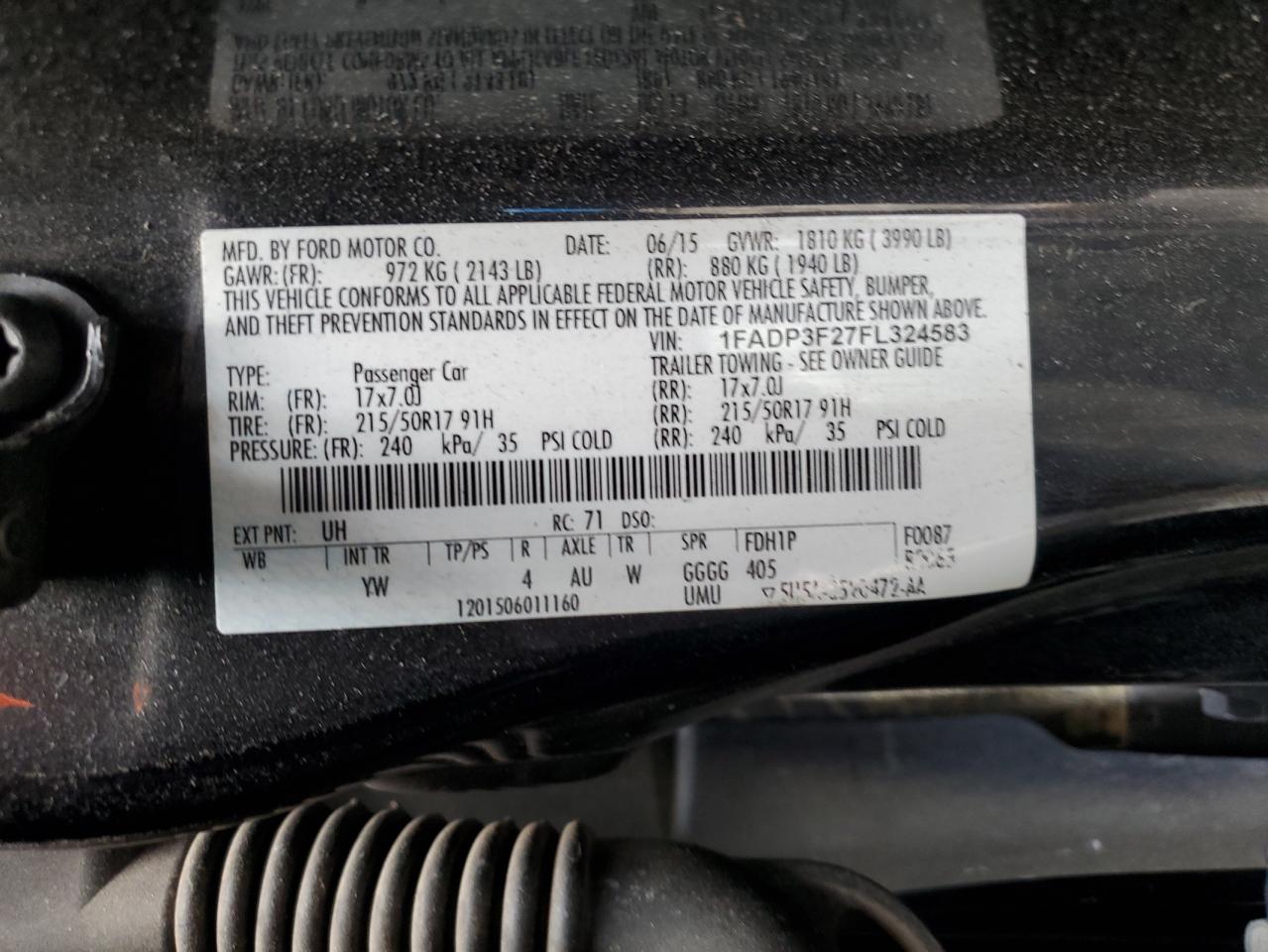 1FADP3F27FL324583 2015 Ford Focus Se