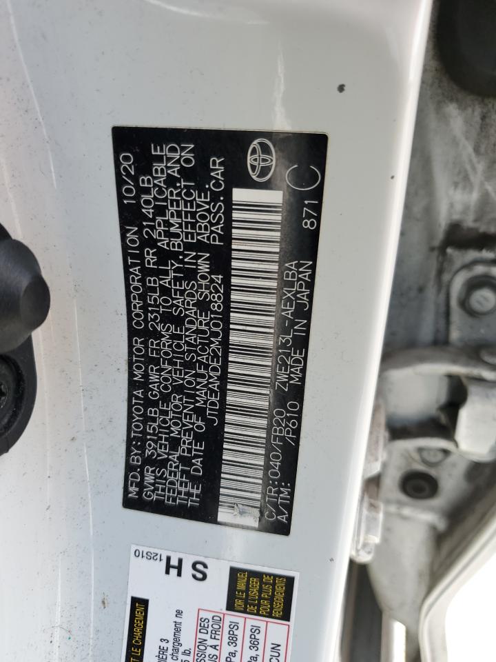 2021 Toyota Corolla Le VIN: JTDEAMDE2MJ018824 Lot: 68219944