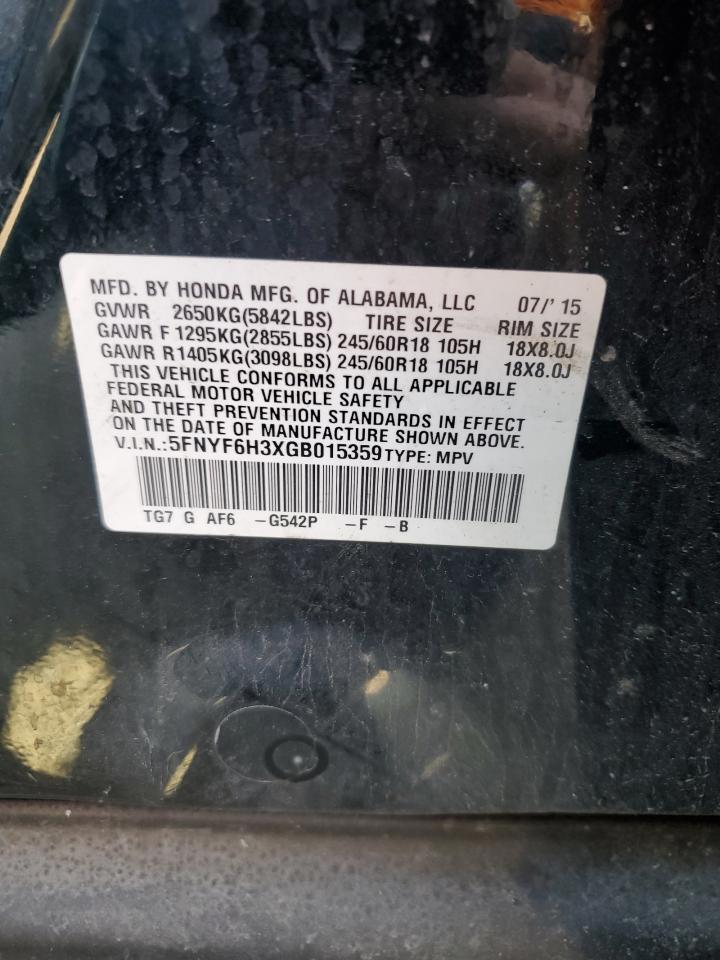 2016 Honda Pilot Ex VIN: 5FNYF6H3XGB015359 Lot: 65853954
