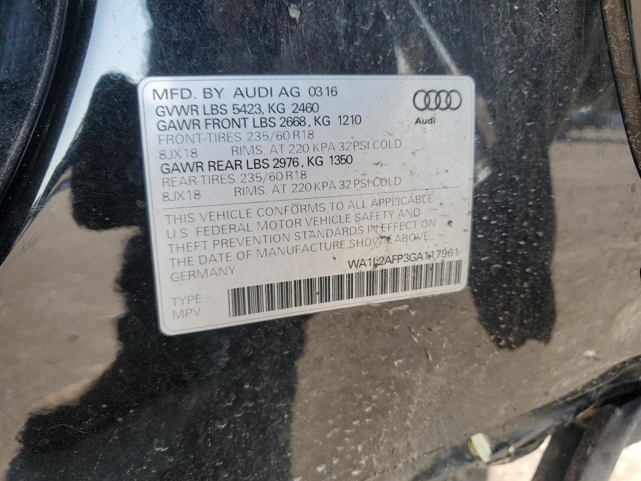 WA1L2AFP3GA117961 2016 Audi Q5 Premium Plus