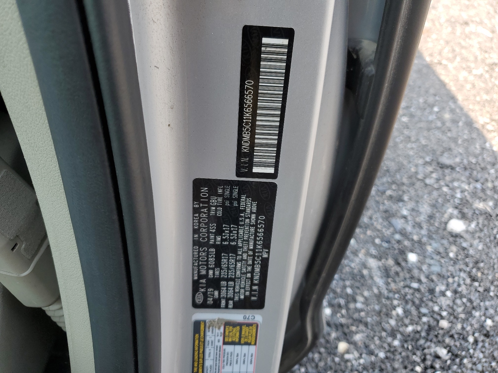 KNDMB5C11K6566570 2019 Kia Sedona Lx