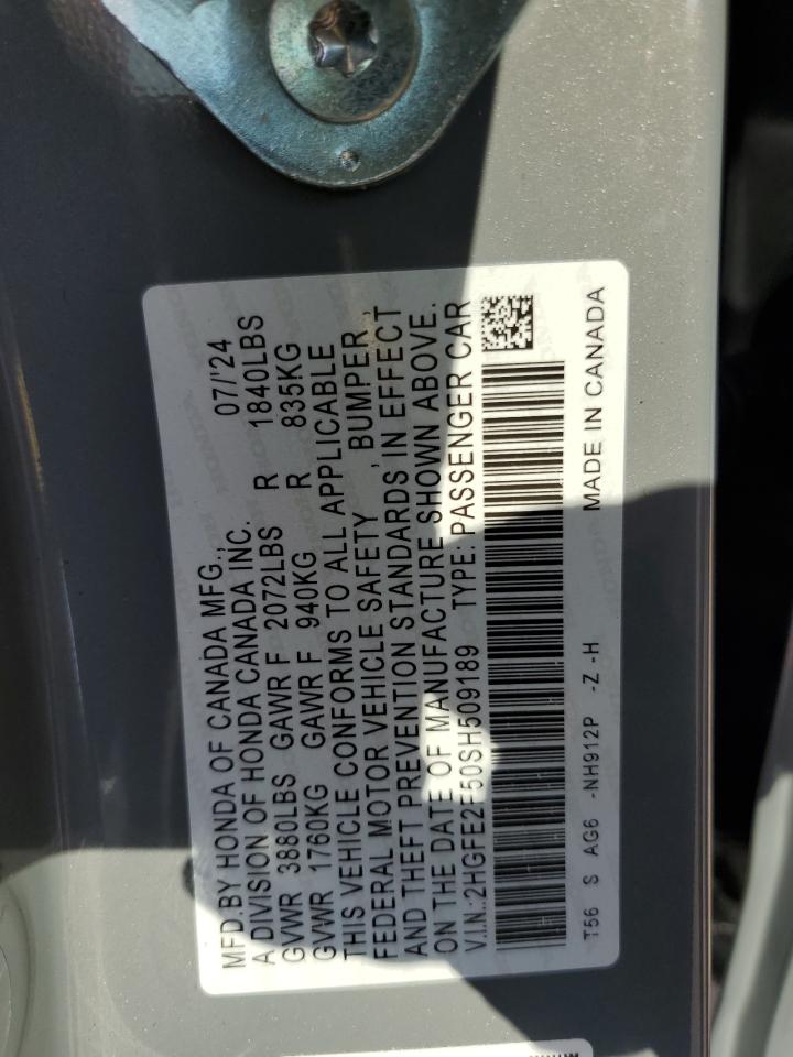 2HGFE2F50SH509189 2024 HONDA CIVIC - Image 12