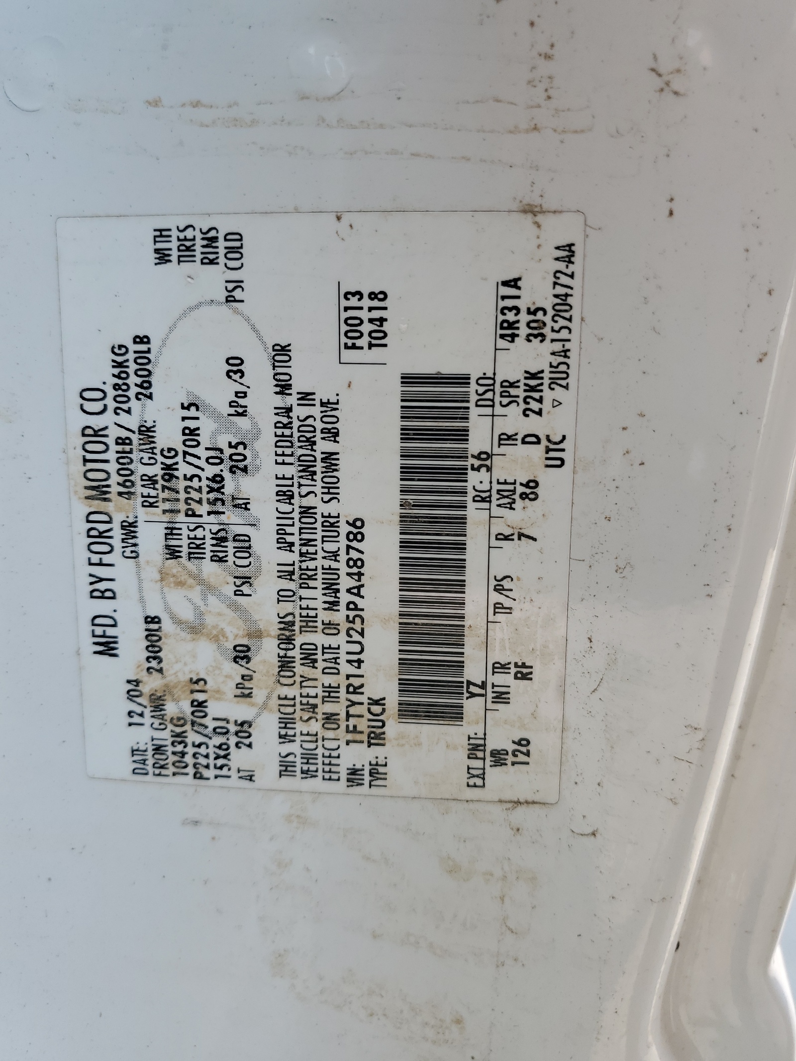 1FTYR14U25PA48786 2005 Ford Ranger Super Cab