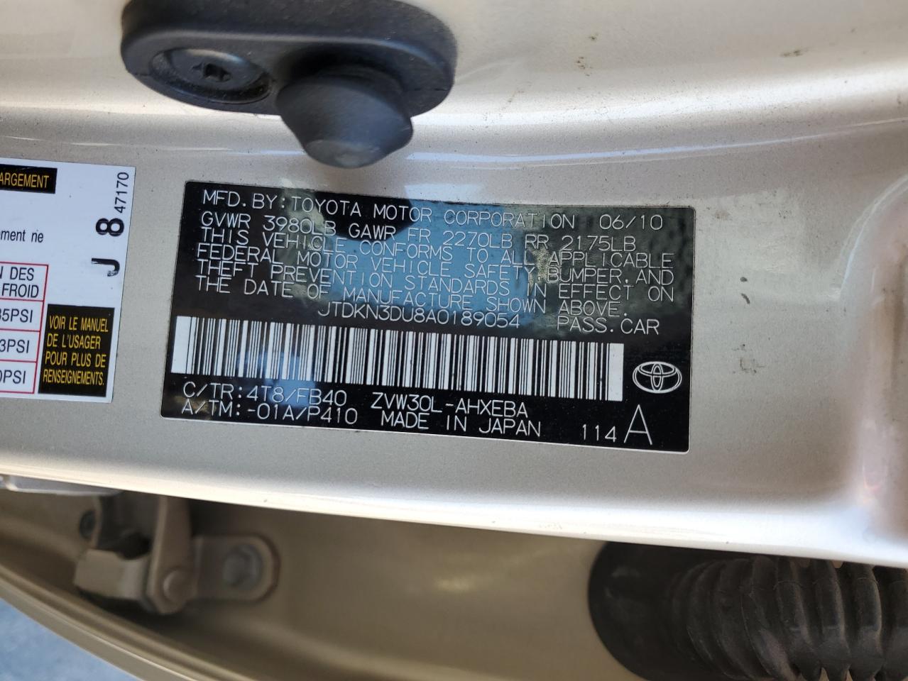 JTDKN3DU8A0189054 2010 Toyota Prius