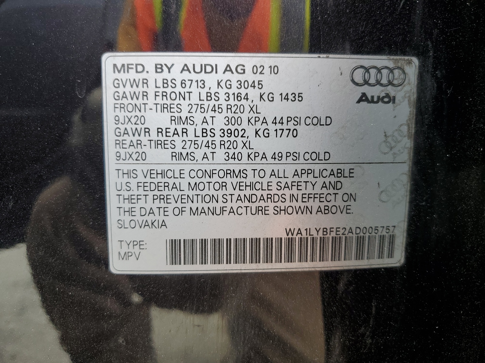 WA1LYBFE2AD005757 2010 Audi Q7 Premium Plus