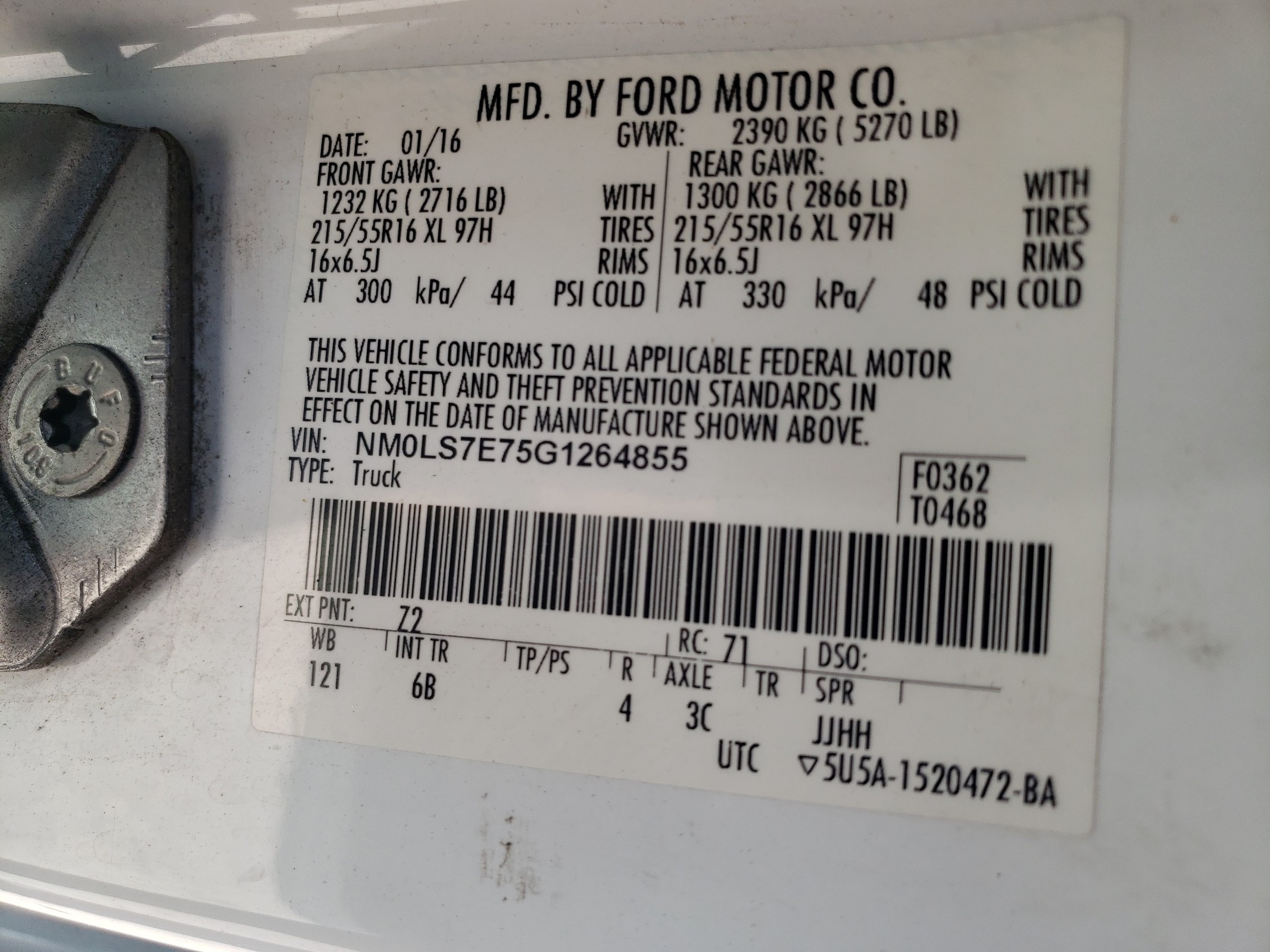 NM0LS7E75G1264855 2016 Ford Transit Connect Xl