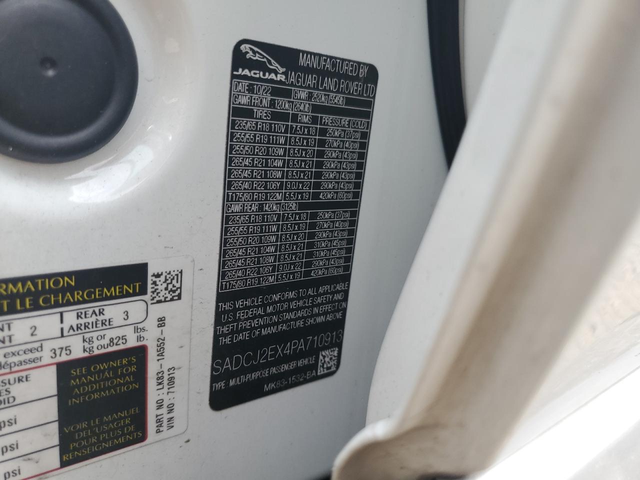 2023 Jaguar F-Pace S VIN: SADCJ2EX4PA710913 Lot: 65759864