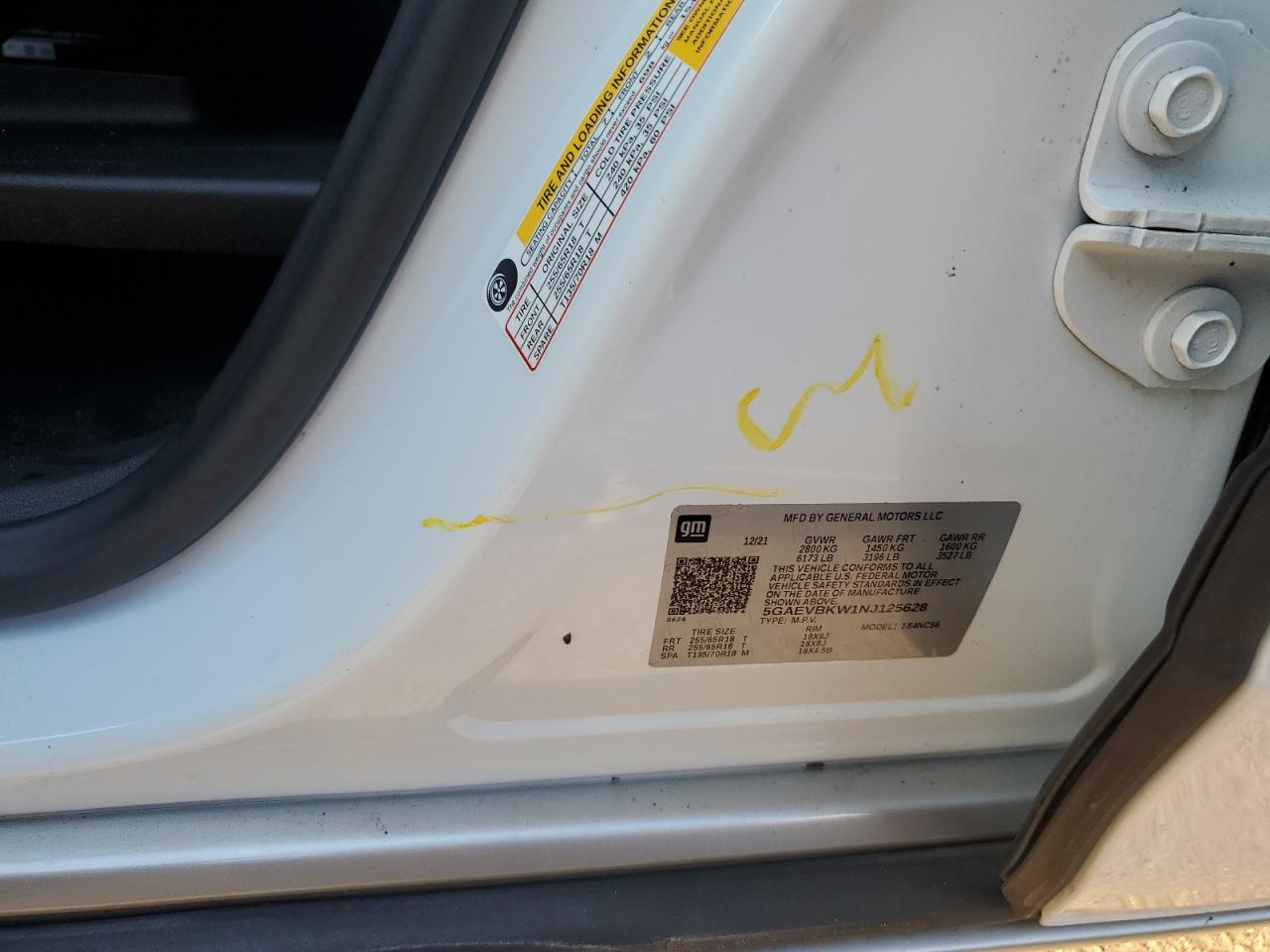 2022 Buick Enclave Premium VIN: 5GAEVBKW1NJ125628 Lot: 66924334