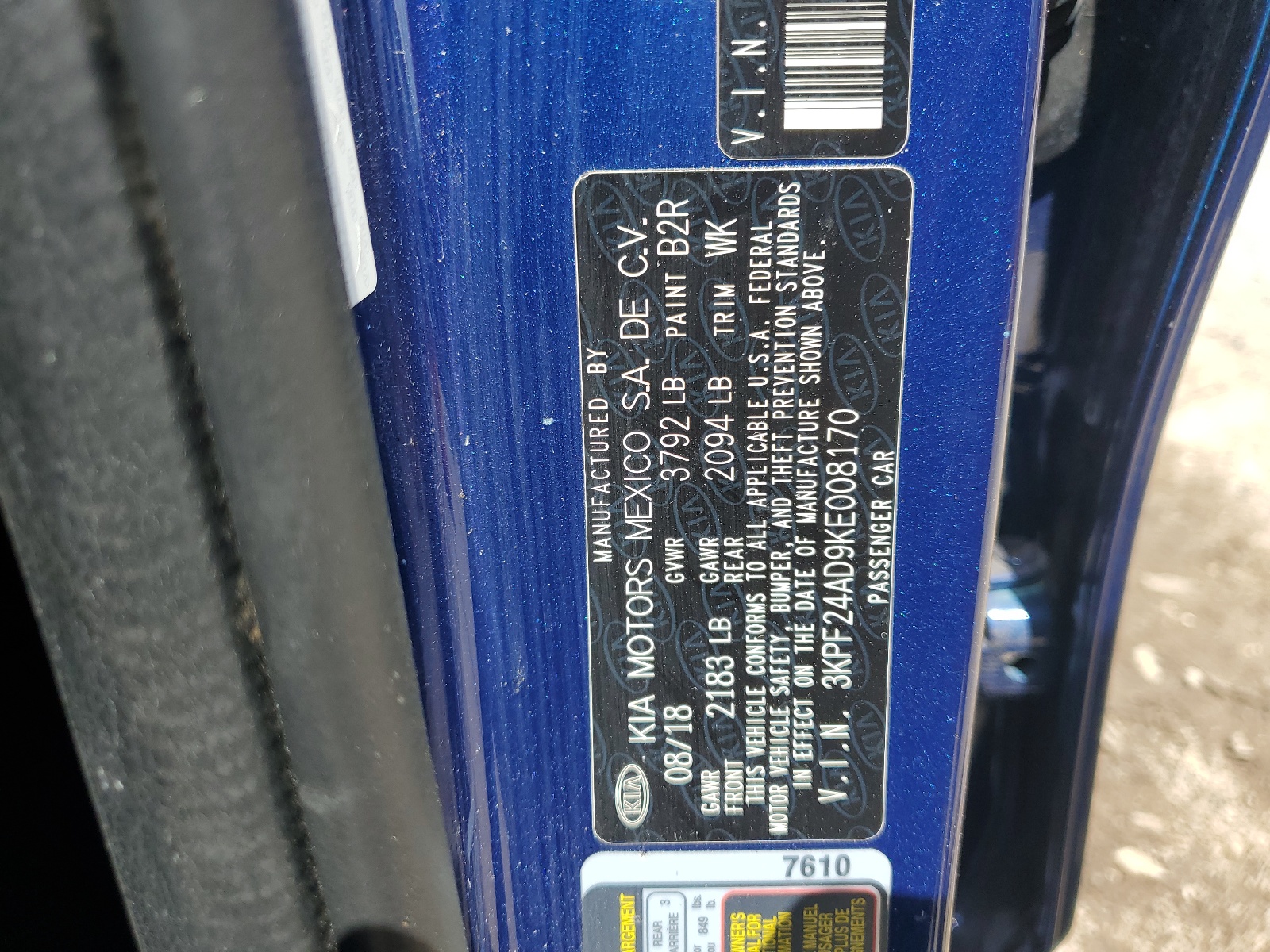 3KPF24AD9KE008170 2019 Kia Forte Fe