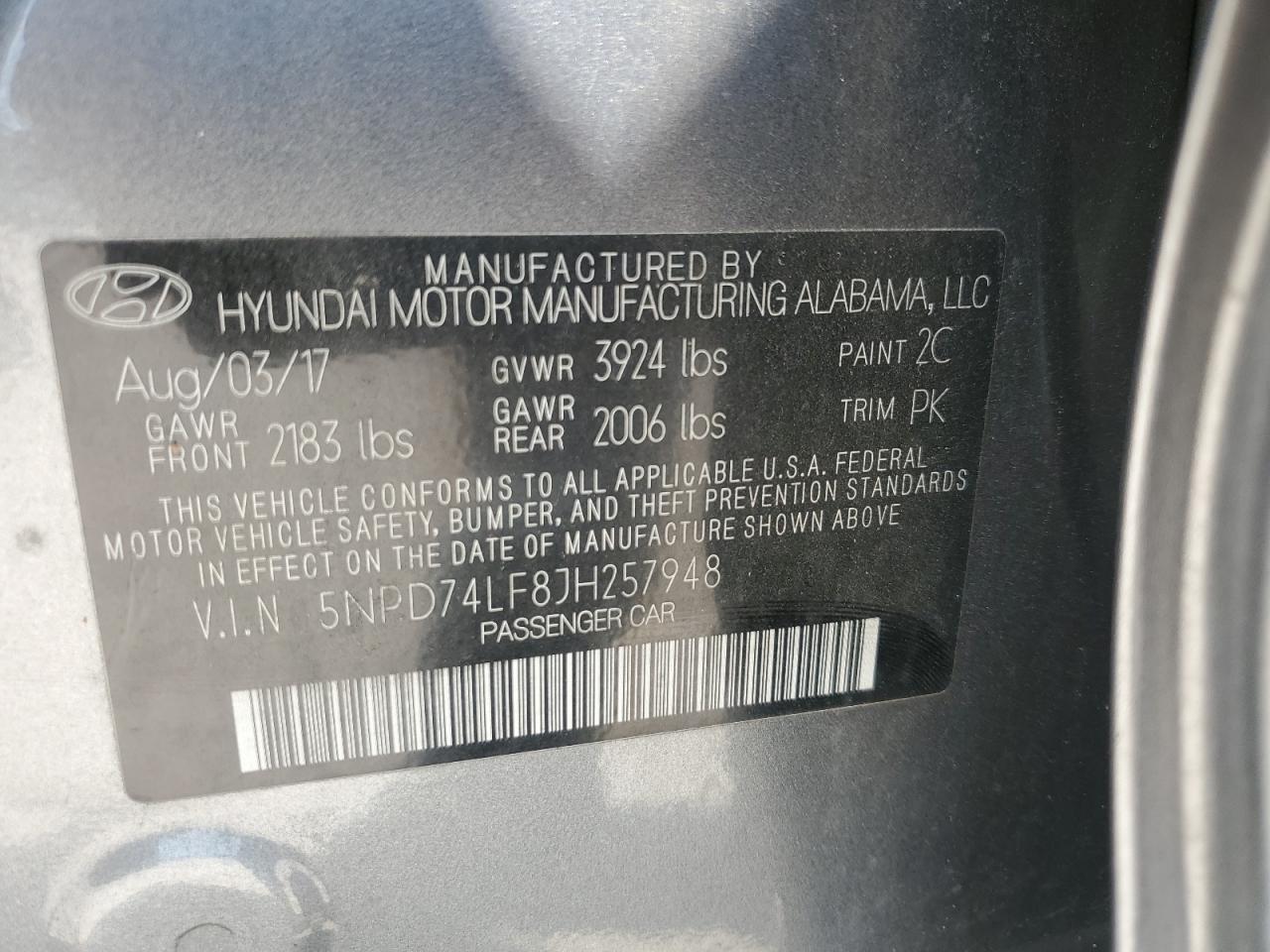 5NPD74LF8JH257948 2018 HYUNDAI ELANTRA - Image 13