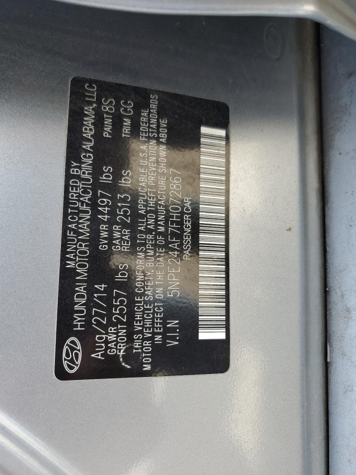 5NPE24AF7FH072867 2015 Hyundai Sonata Se