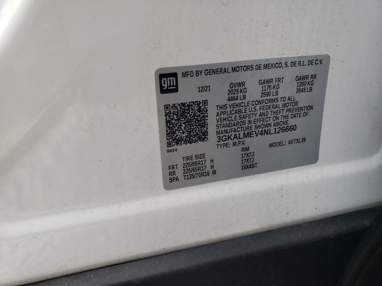 3GKALMEV4NL126660 2022 GMC Terrain Sle