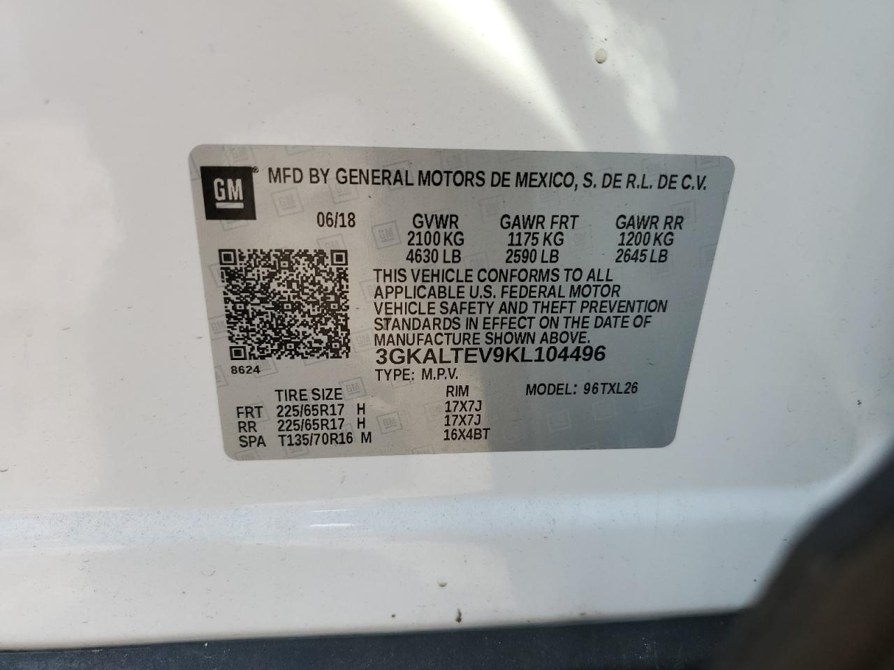 3GKALTEV9KL104496 2019 GMC Terrain Sle