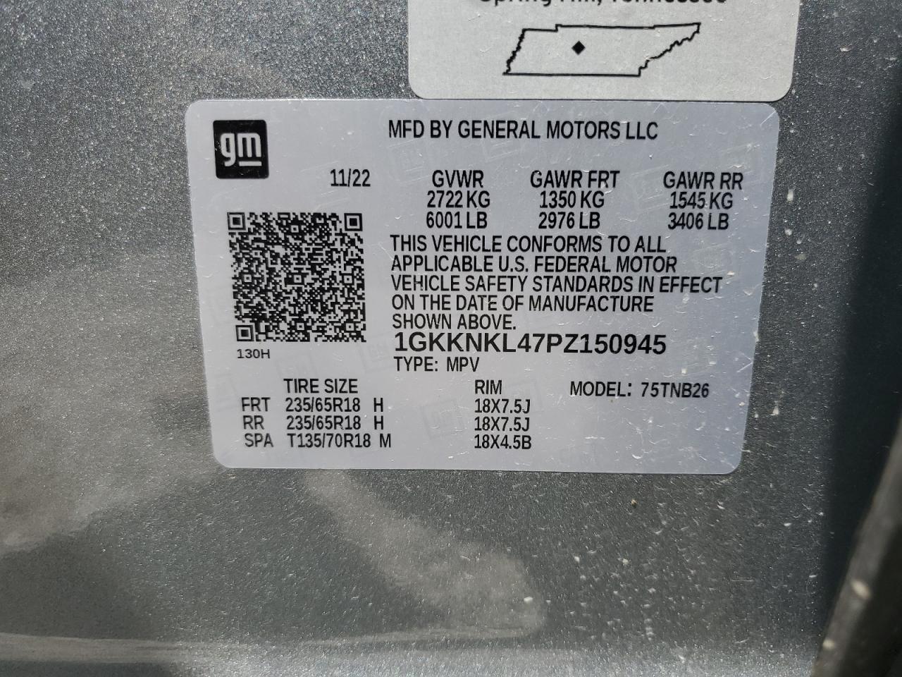 2023 GMC Acadia Sle VIN: 1GKKNKL47PZ150945 Lot: 68746084