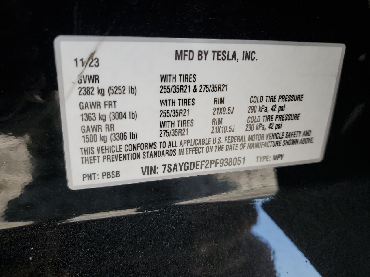 2023 Tesla Model Y VIN: 7SAYGDEF2PF938051 Lot: 66522814