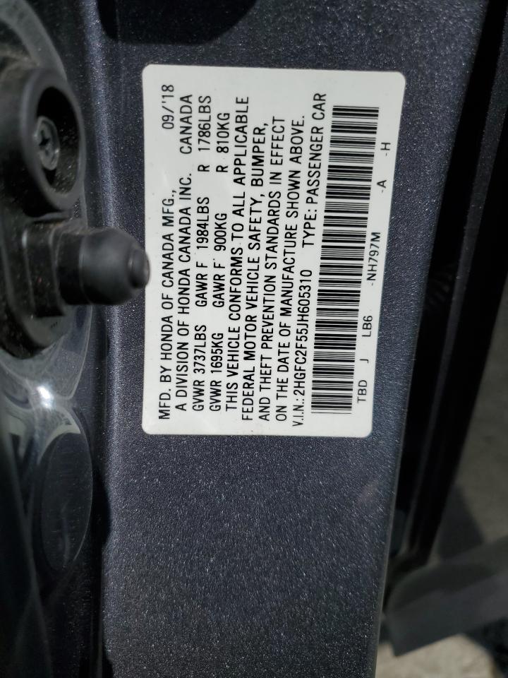 2018 Honda Civic Lx VIN: 2HGFC2F55JH605310 Lot: 68679284