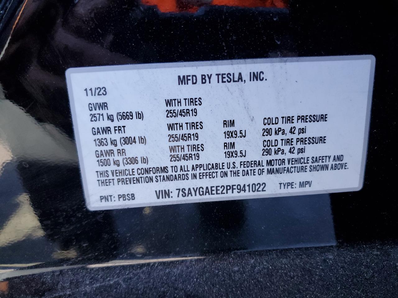 7SAYGAEE2PF941022 2023 Tesla Model Y