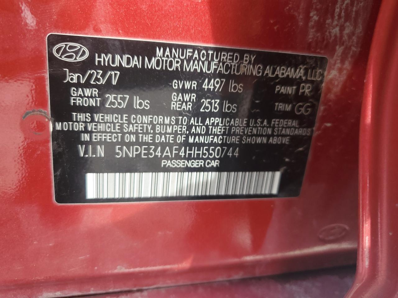 5NPE34AF4HH550744 2017 Hyundai Sonata Sport