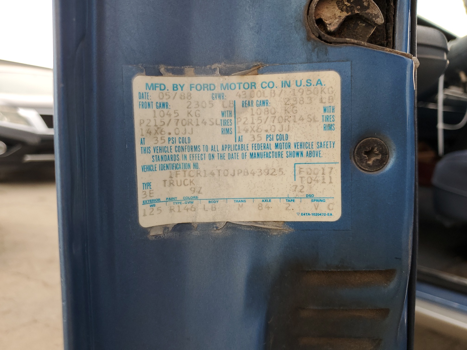 1FTCR14T0JPB43925 1988 Ford Ranger Super Cab