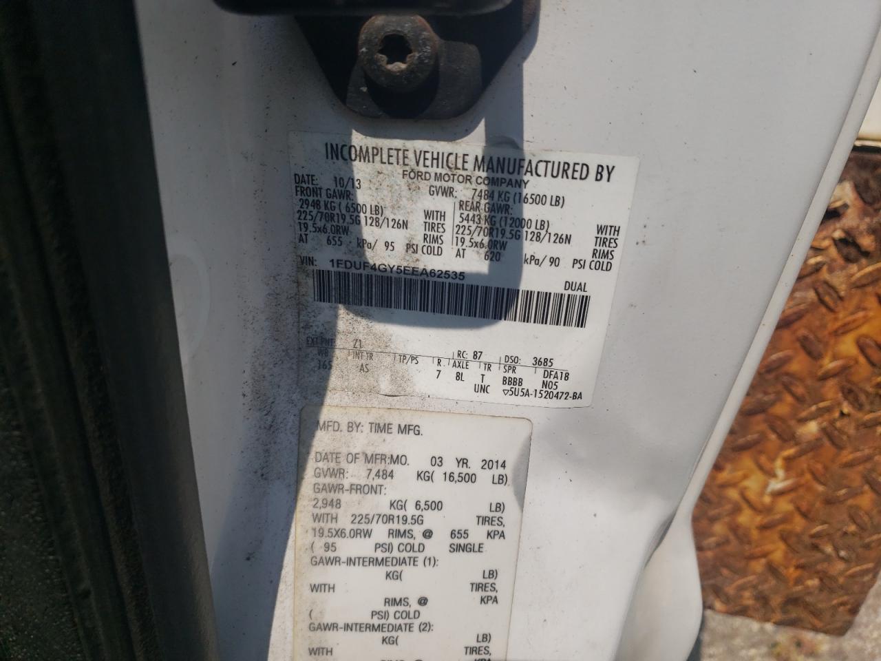 2014 Ford F450 Super Duty VIN: 1FDUF4GY5EEA62535 Lot: 66124734