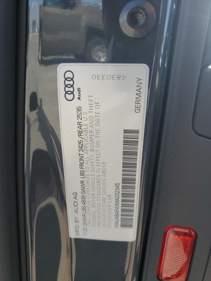 WAUABAF40MA032345 2021 Audi A4 Premium 40