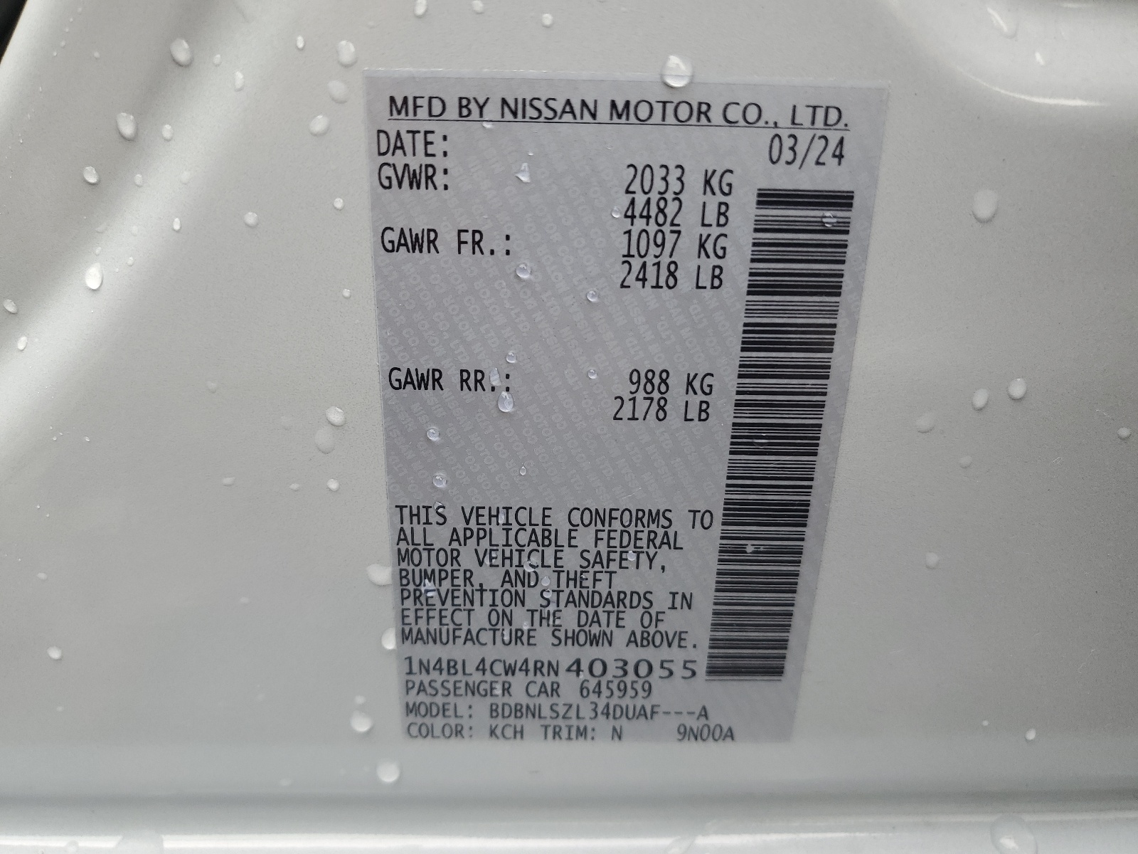 1N4BL4CW4RN403055 2024 Nissan Altima Sr