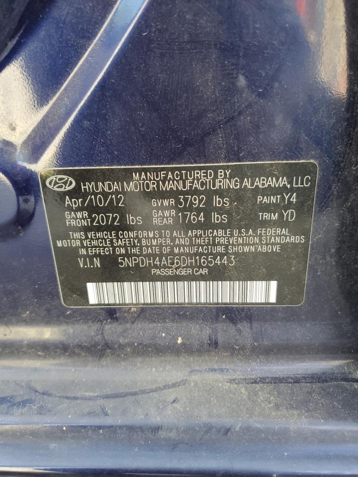 2013 Hyundai Elantra Gls VIN: 5NPDH4AE6DH165443 Lot: 65333134