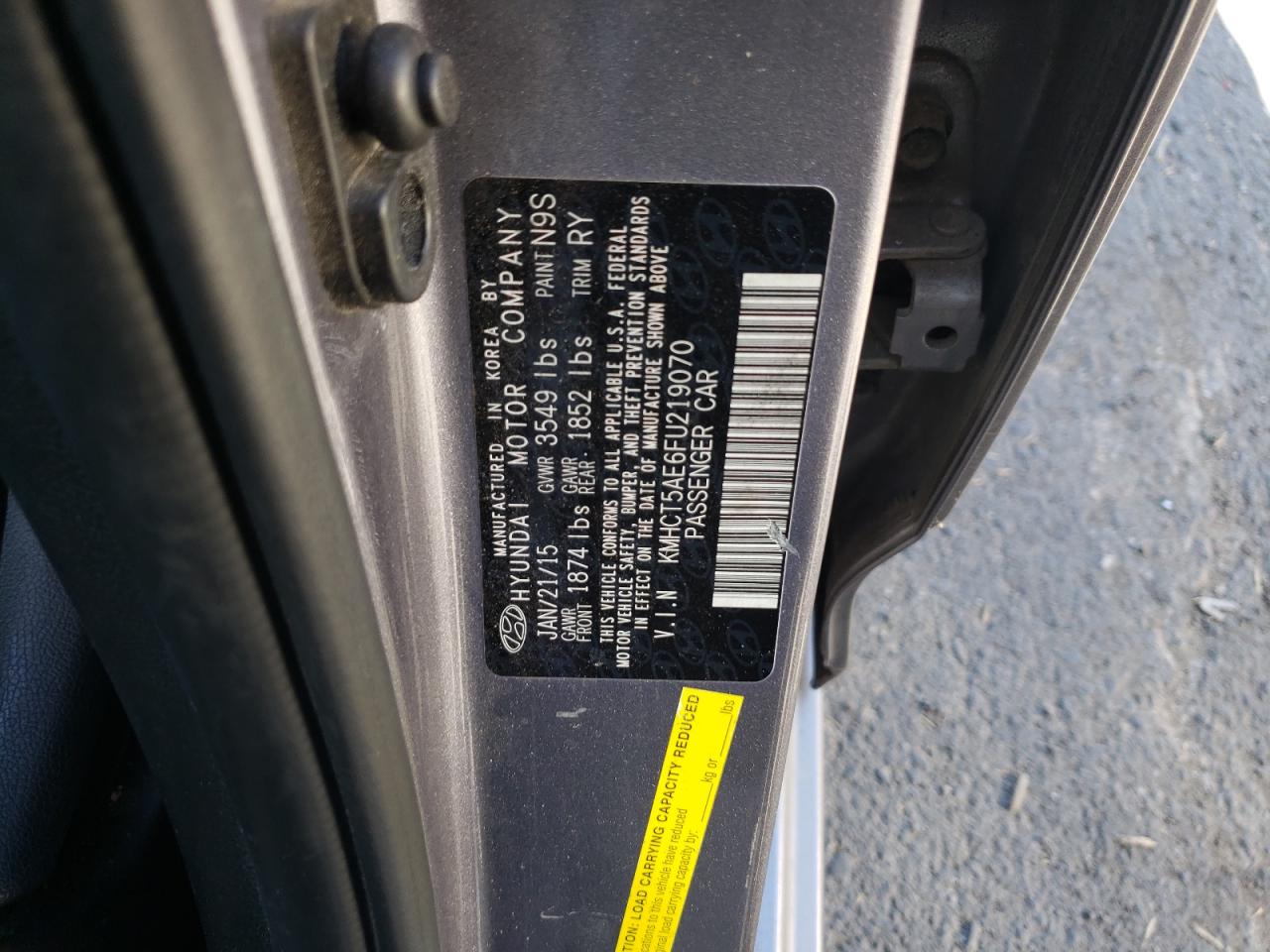 2015 Hyundai Accent Gs VIN: KMHCT5AE6FU219070 Lot: 67546644