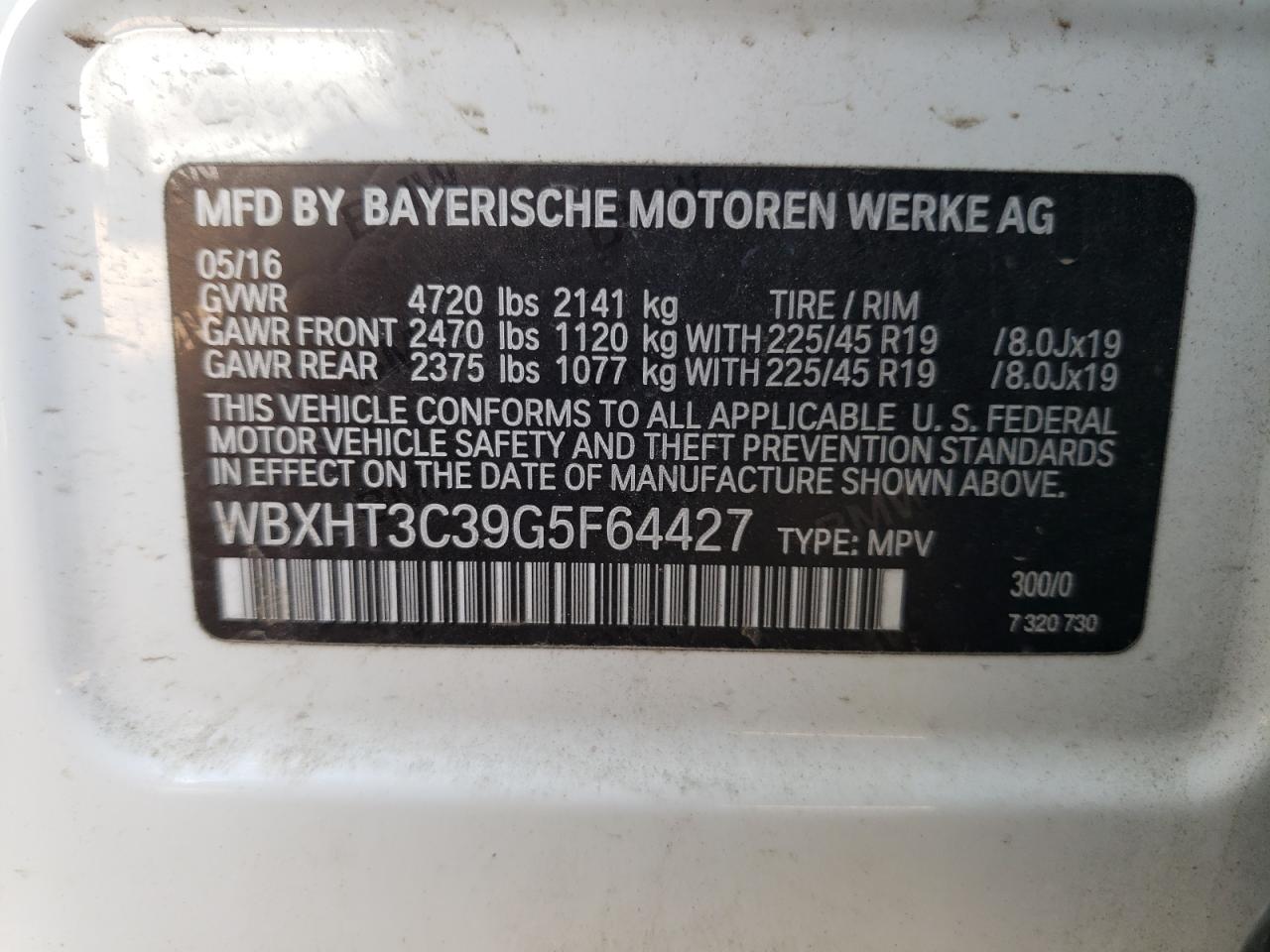 WBXHT3C39G5F64427 2016 BMW X1 xDrive28I