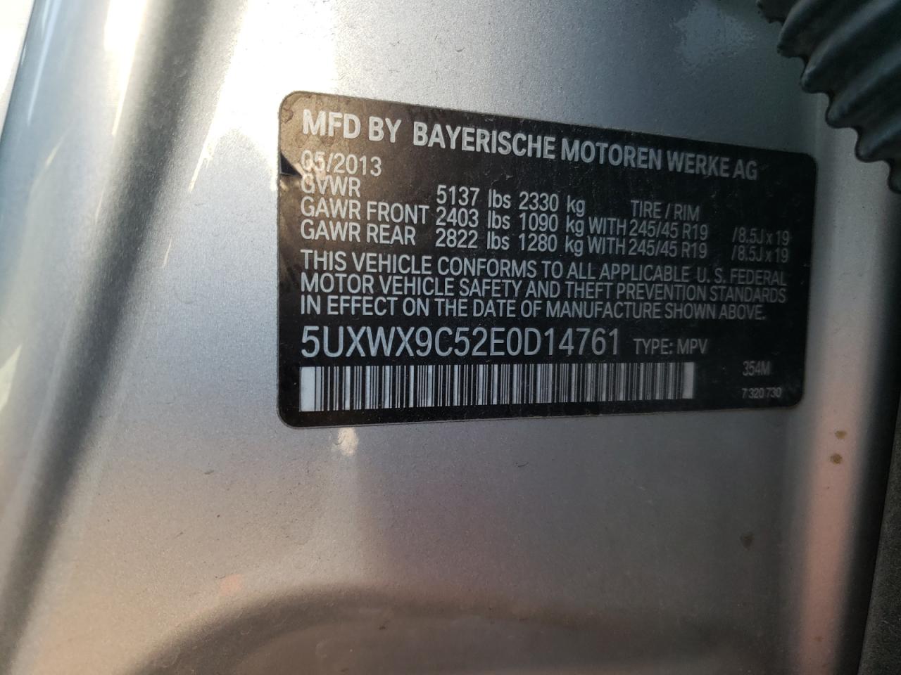 5UXWX9C52E0D14761 2014 BMW X3 xDrive28I