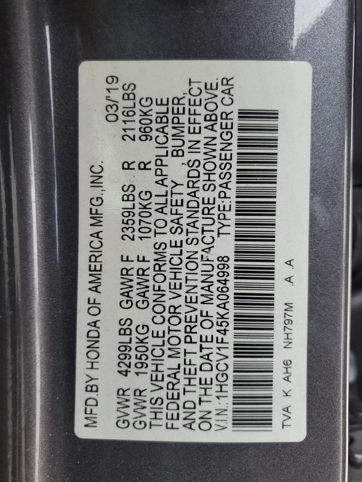 1HGCV1F45KA064998 2019 HONDA ACCORD - Image 14