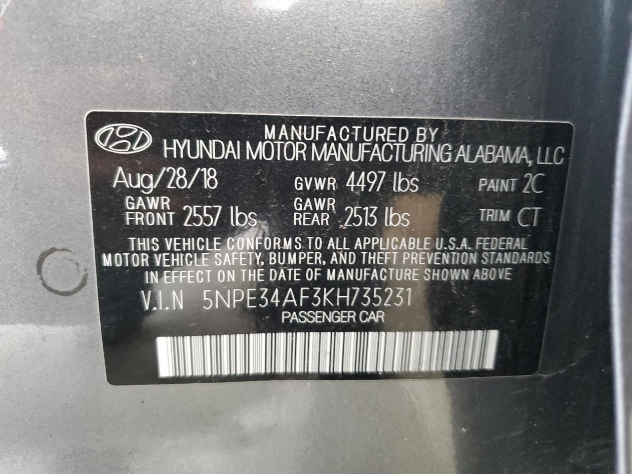 5NPE34AF3KH735231 2019 Hyundai Sonata Limited