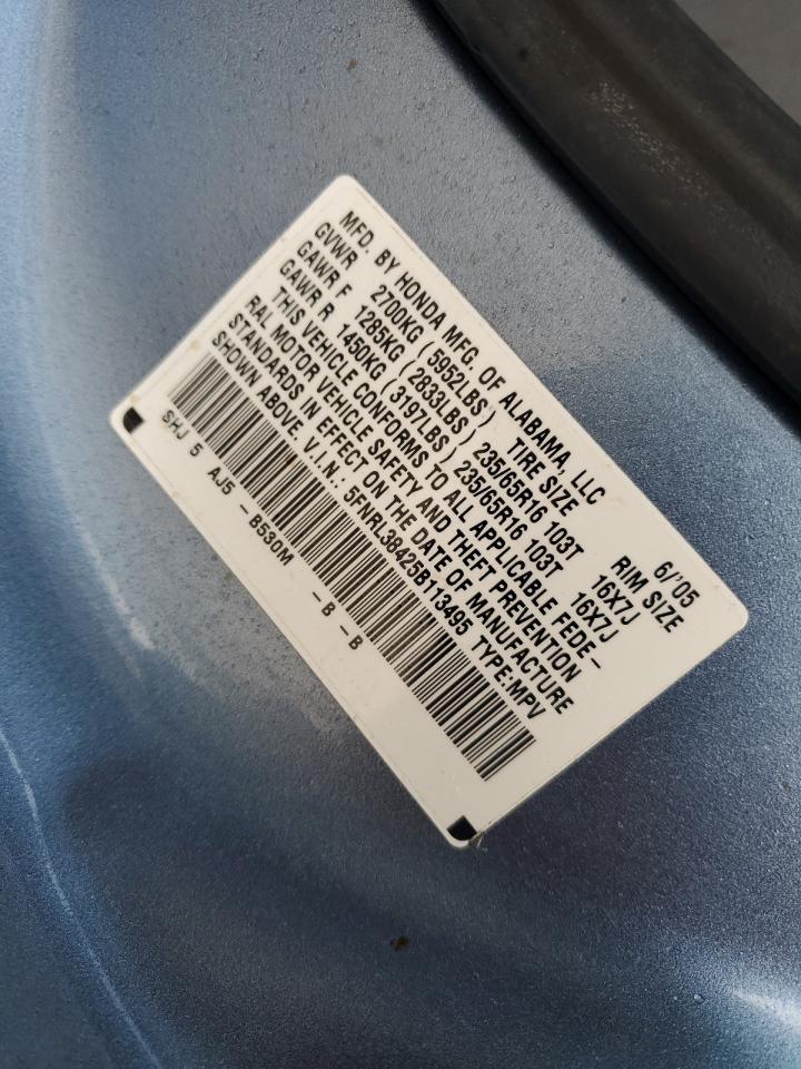 2005 Honda Odyssey Ex VIN: 5FNRL38425B113495 Lot: 65864884