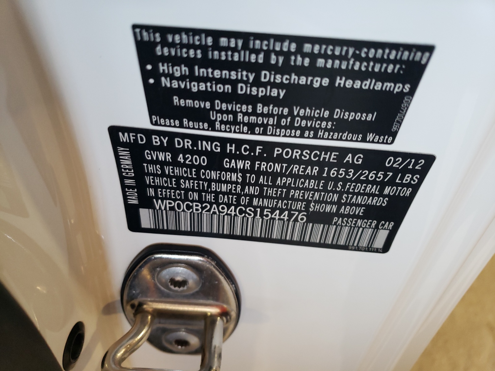 WP0CB2A94CS154476 2012 Porsche 911 Carrera S