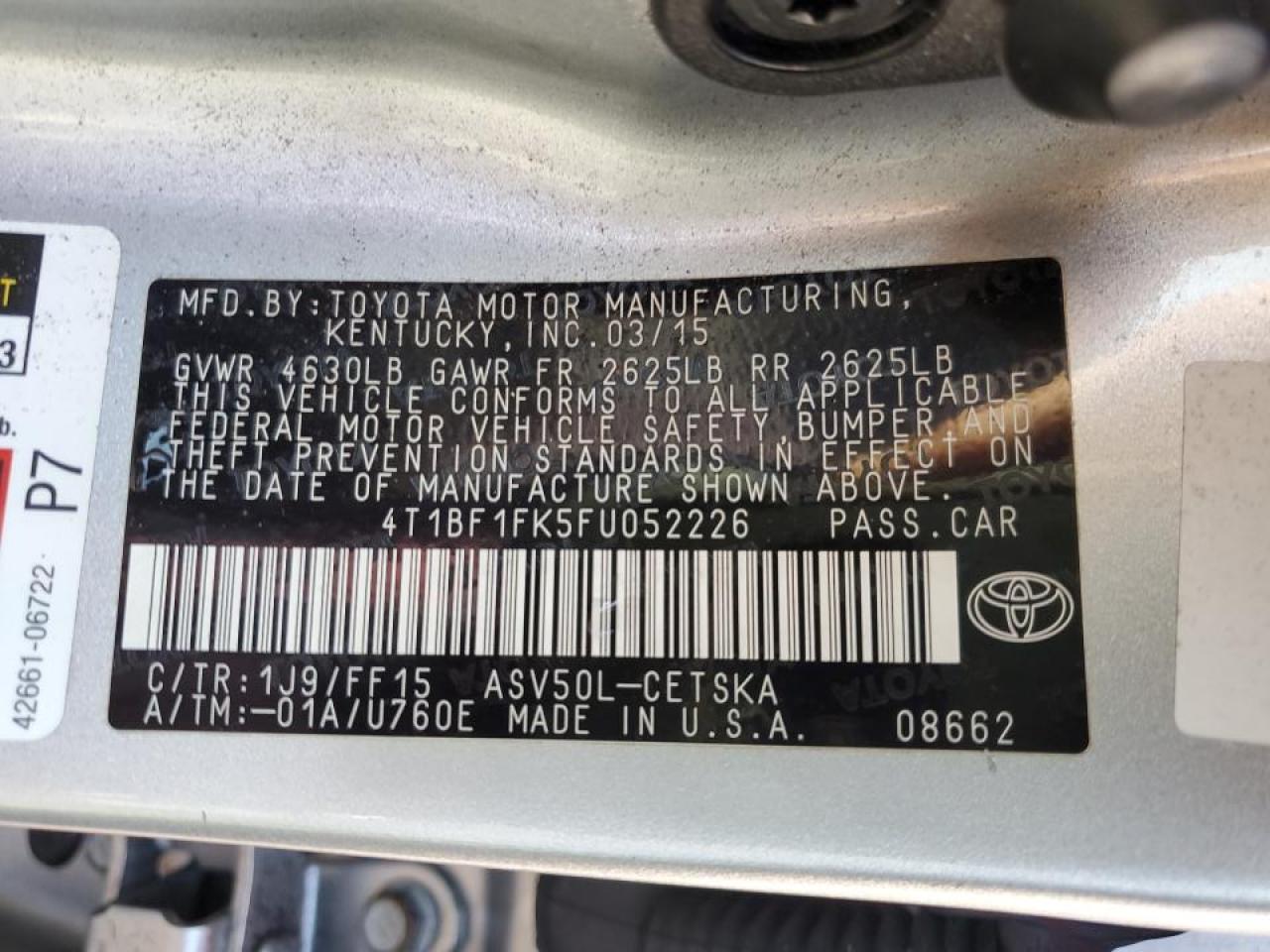 4T1BF1FK5FU052226 2015 TOYOTA CAMRY - Image 12