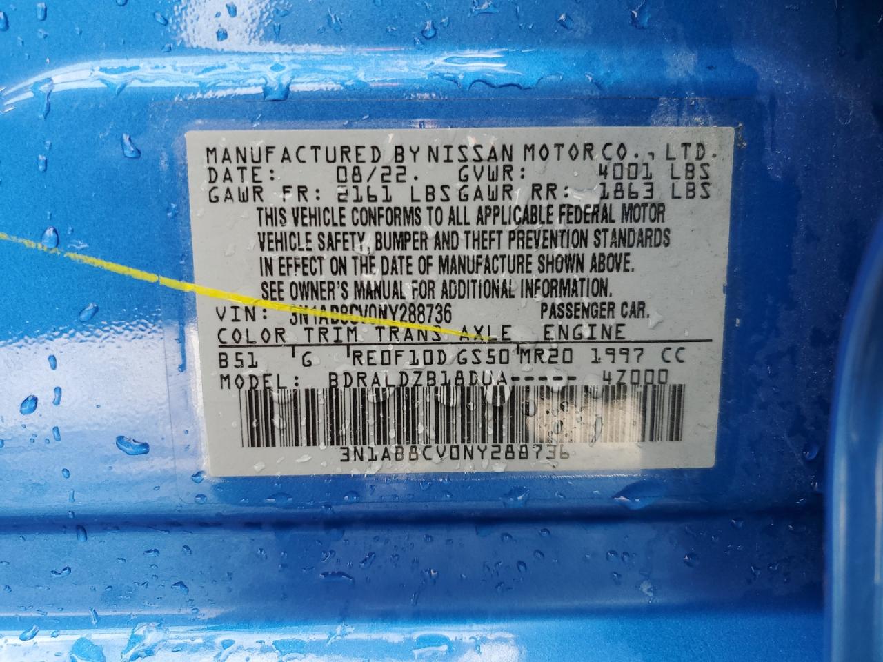 2022 Nissan Sentra Sv VIN: 3N1AB8CV0NY288736 Lot: 68190794