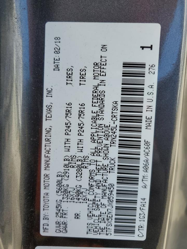 2018 Toyota Tacoma Access Cab VIN: 5TFSX5EN7JX059450 Lot: 66955044