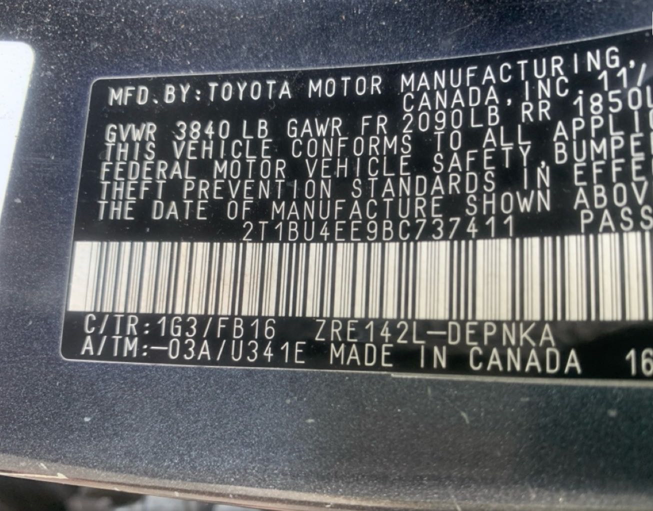 2T1BU4EE9BC737411 2011 Toyota Corolla Base