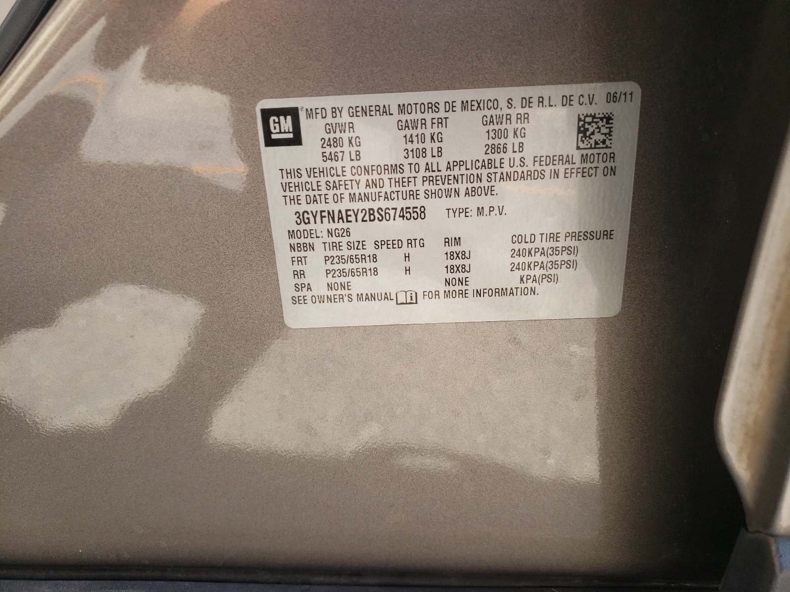 3GYFNAEY2BS674558 2011 Cadillac Srx Luxury Collection