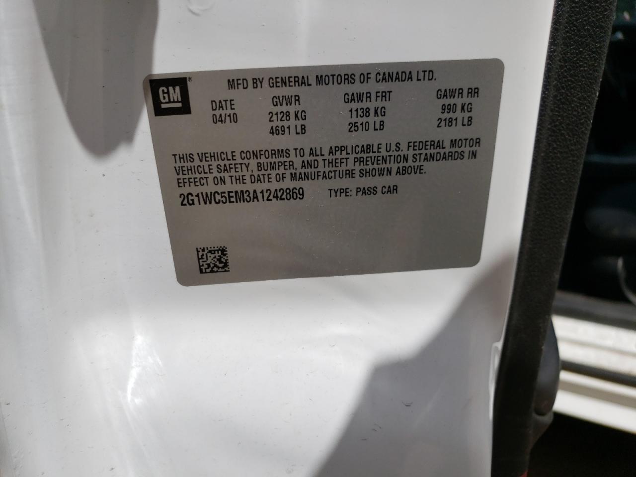 2010 Chevrolet Impala Ltz VIN: 2G1WC5EM3A1242869 Lot: 67604334