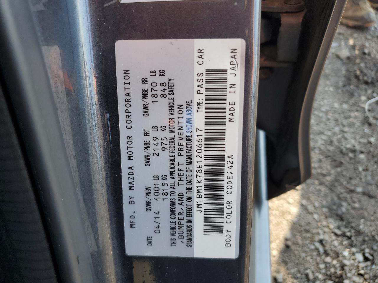 2014 Mazda 3 Sport VIN: JM1BM1K78E1206617 Lot: 66008354